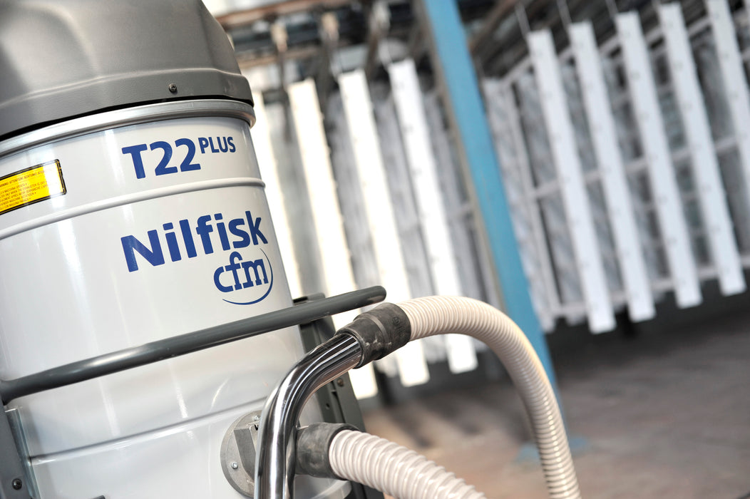 NilfiskCFM T22 PLUS L100 LC Z21 EXA ANZ Configured 2.2kW 3 Phase Industrial Vacuum Cleaner With 50mm Hose Kit