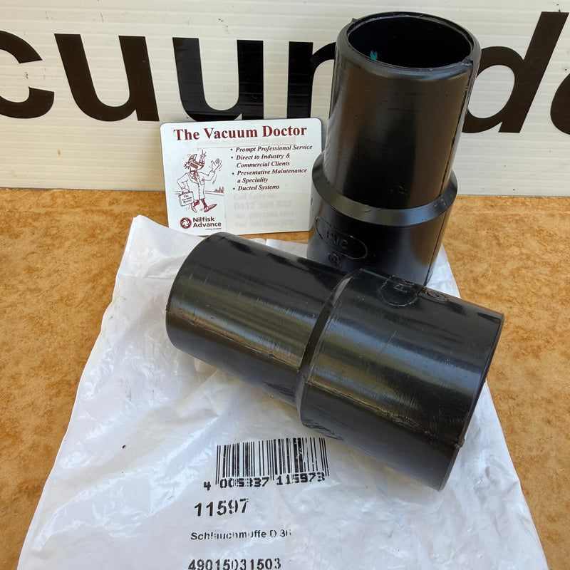 36mm Vacuum Hose PVC Screw-On Hose Cuff In Black For 38mm Push-in Bent Tube - Sold EACH