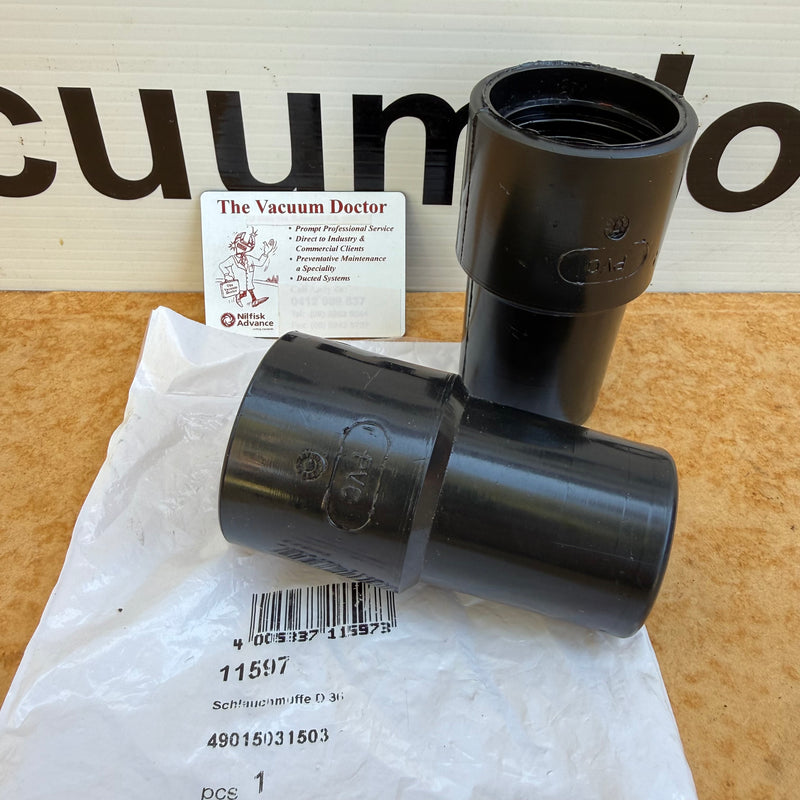36mm Vacuum Hose PVC Screw-On Hose Cuff In Black For 38mm Push-in Bent Tube - Sold EACH