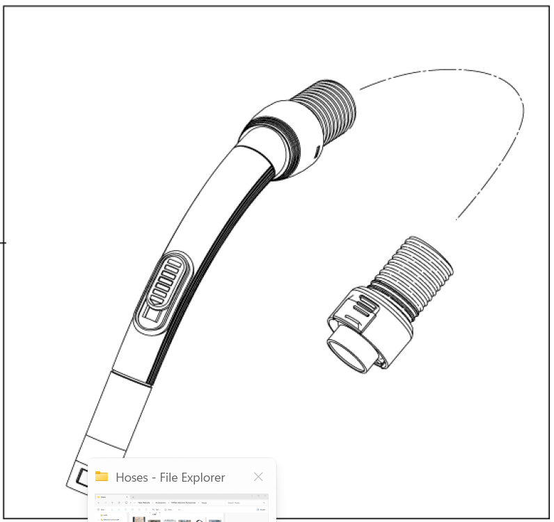 Nilfisk Bravo Domestic Vacuum Cleaner Grey Plastic Vacuum Hose Complete From Bent Tube To Container Fitting