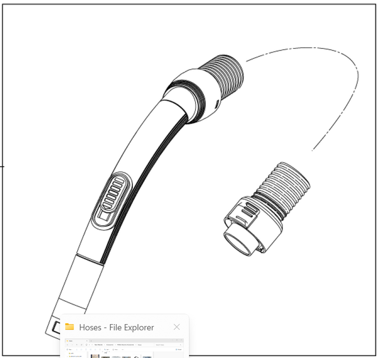 Nilfisk Bravo Domestic Vacuum Cleaner Grey Plastic Vacuum Hose Complete From Bent Tube To Container Fitting