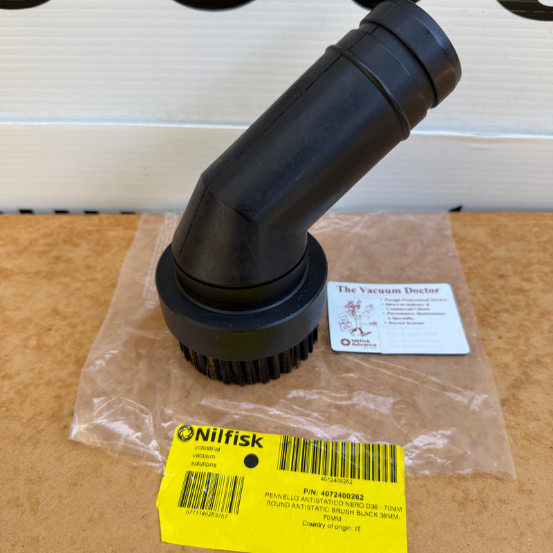NilfiskCFM IVS Industrial Vacuum Cleaner 40mm/50mm Antistatic Brass and Nylon Bristle Round Brush Suits Multi-motor Specialist IVS Vacuums