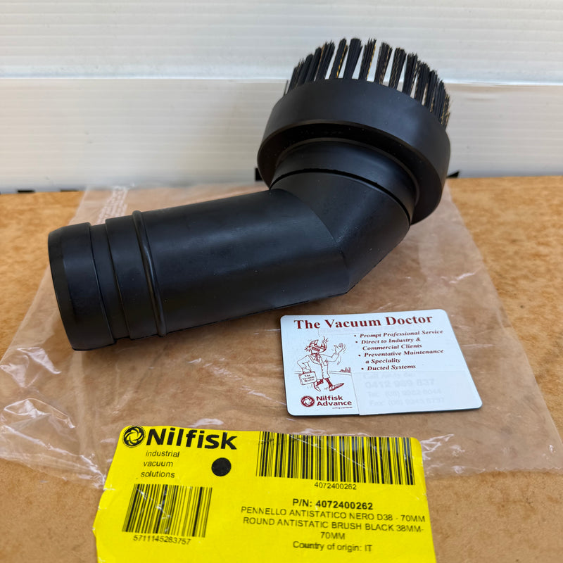 NilfiskCFM IVS Industrial Vacuum Cleaner 40mm/50mm Antistatic Brass and Nylon Bristle Round Brush Suits Multi-motor Specialist IVS Vacuums