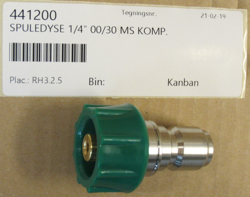 NilfiskFood Ecolab 1/4" Green Brass Rinsing Nozzle 00/30 Complete With Quick Release