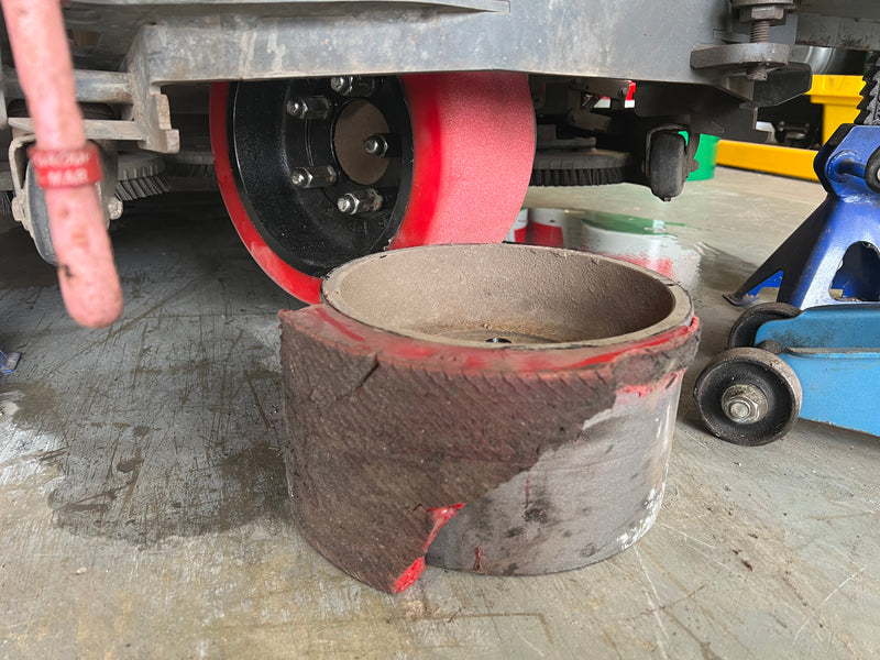 Nilfisk SC7010 Combination Rider Floor Scrubber/Sweeper Drive Wheel and Tyre - The Vacuum Doctor