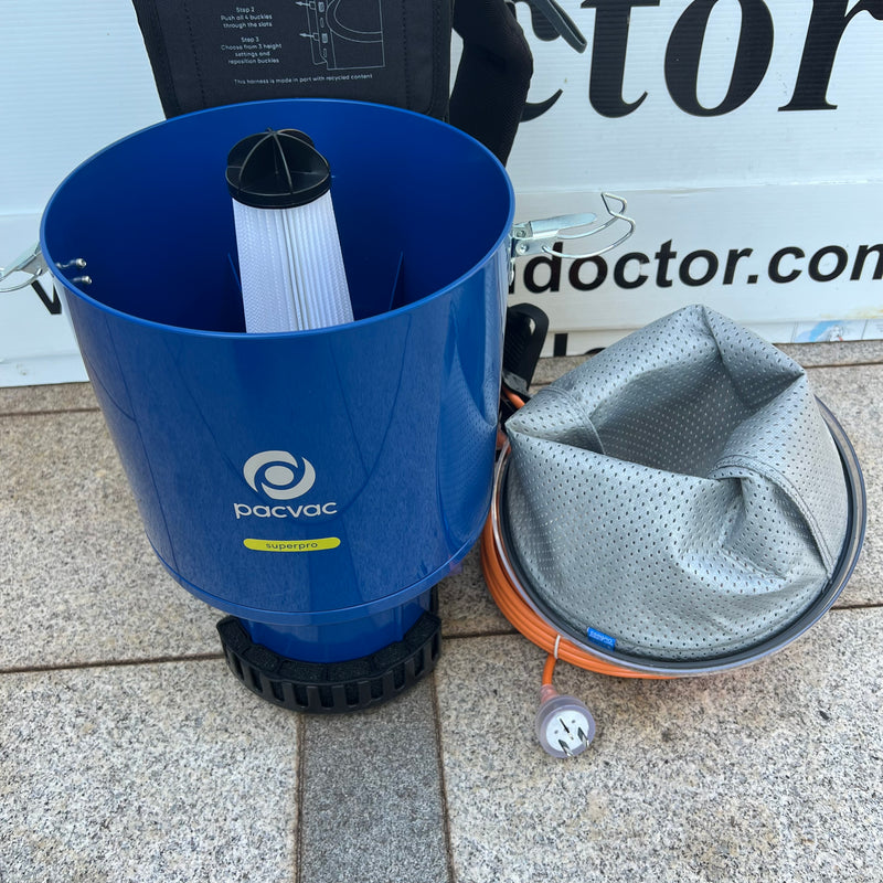 PACVAC Superpro 700 Duo BACKPACK Vacuum Cleaner For Where Spillage May Occur - The Vacuum Doctor