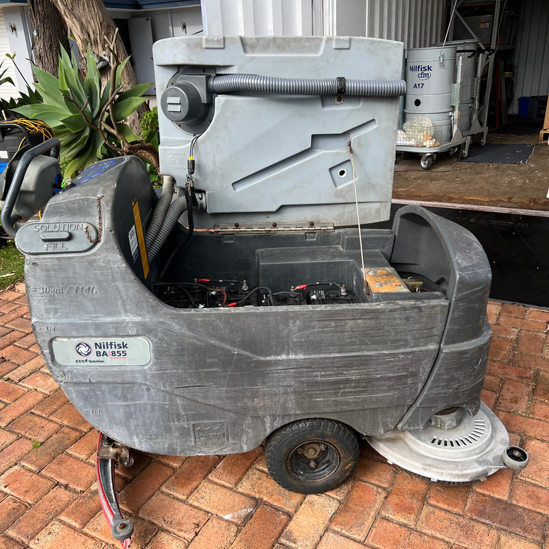 Secondhand Nilfisk BA855 36V Battery Operated Automatic Floor Scrubber Drier AS IS