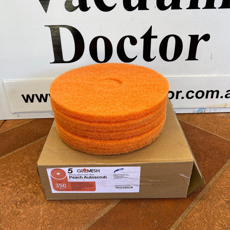 Glomesh 400mm CORAL General Duty Automatic Floor Scrubber Pads BOX of 5 - The Vacuum Doctor