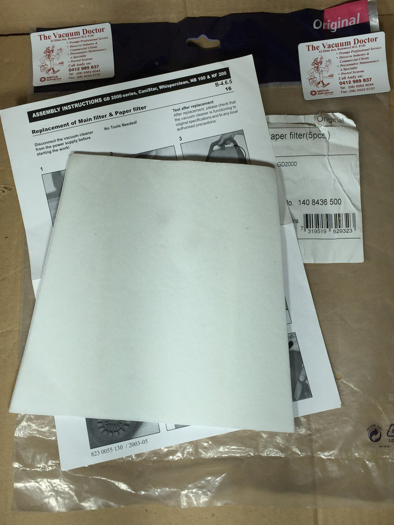 Nilfisk HDS2000 Commercial Vacuum Cleaner Paper PreFilters Packet of 5 - TVD The Vacuum Doctor