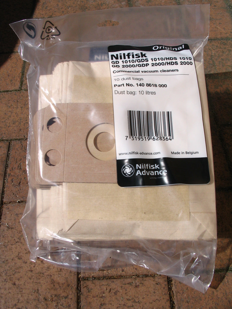 Nilfisk GD910 VP300 and HDS2000 10 Litre Paper Dustbags 10 Pack BETTER BUY!!! - TVD The Vacuum Doctor