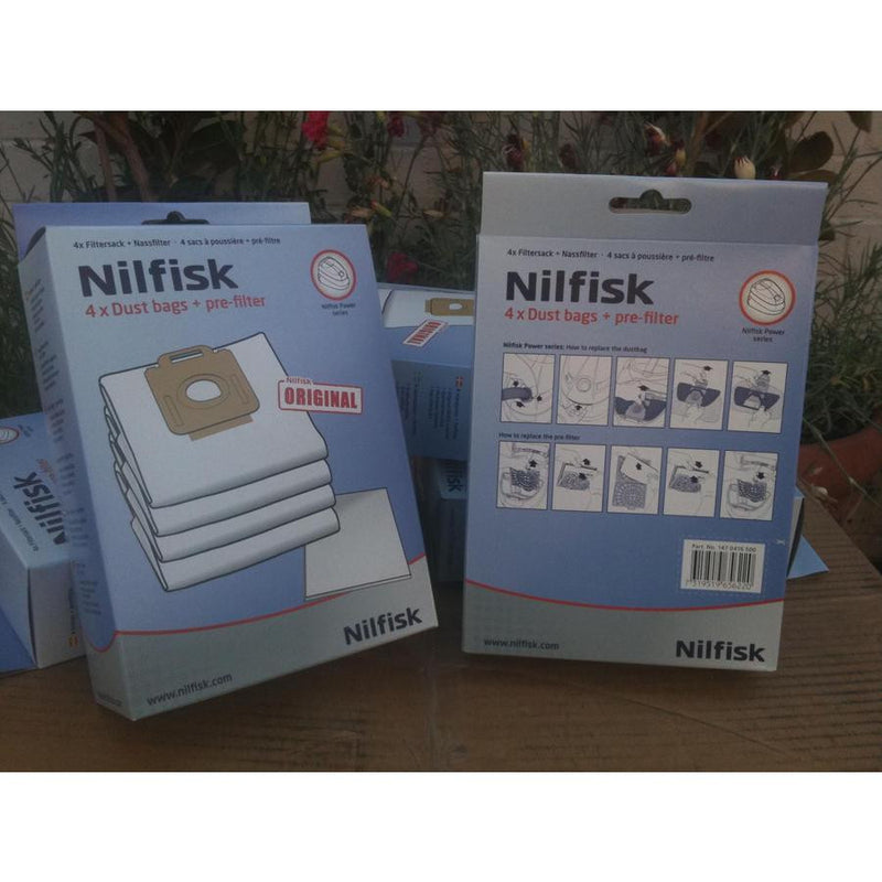 Nilfisk Power P40 Self-closing Synthetic Dustbags Pack Of 4 USE 107407639 - TVD The Vacuum Doctor
