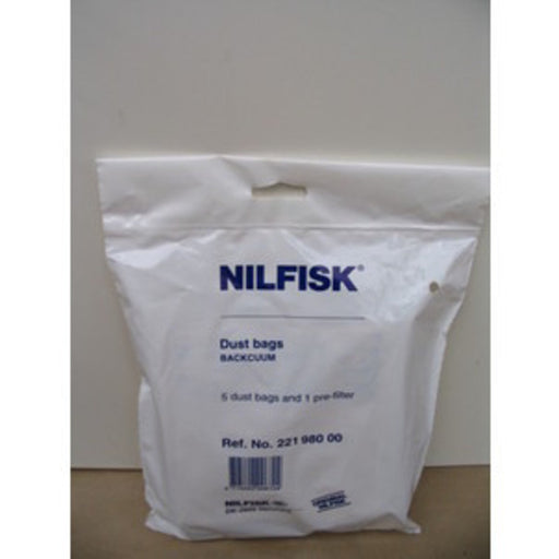 Nilfisk Bacuum Backpack Vacuum Cleaner Dustbags 5 Pack with pre-filter - TVD The Vacuum Doctor