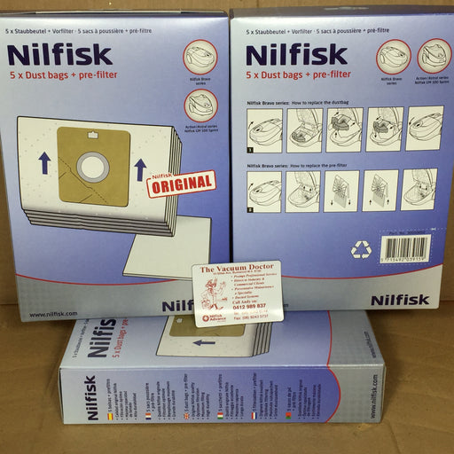 Nilfisk Action A300 And GM100 Sprint Plus Etc Synthetic Vacuum Dustbags Pack Of 5 - TVD The Vacuum Doctor