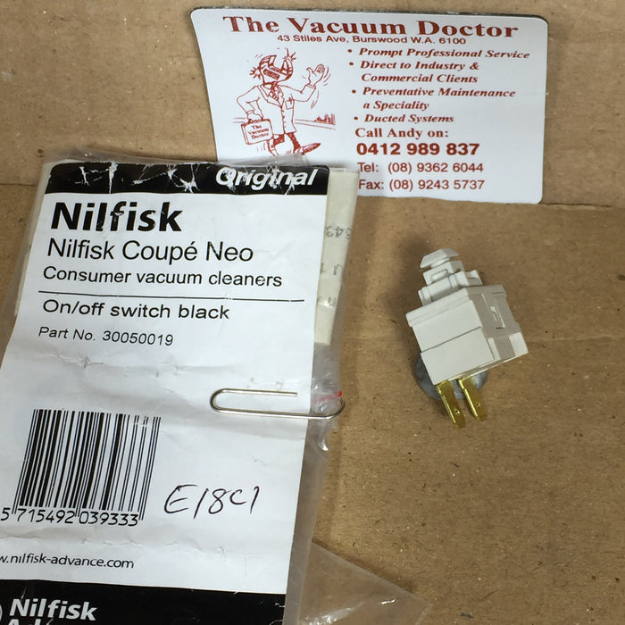 Nilfisk Action Plus Domestic Vacuum Cleaner ON OFF Single Pole Switch - TVD The Vacuum Doctor