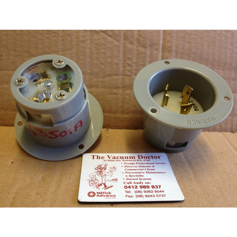 Marinco NEMA L6-20P 20 Ampere 250 Volt Female Socket 2 ONLY - TVD The Vacuum Doctor