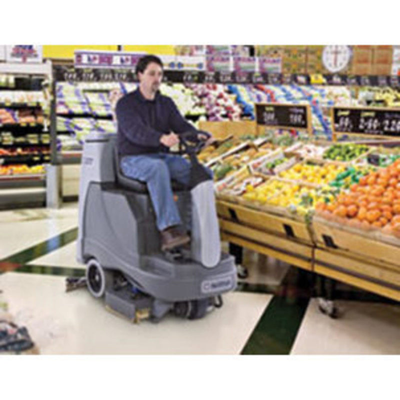 Nilfisk BR755C Battery Operated Rider Floor Scrubber With Cylindrical Deck - TVD The Vacuum Doctor