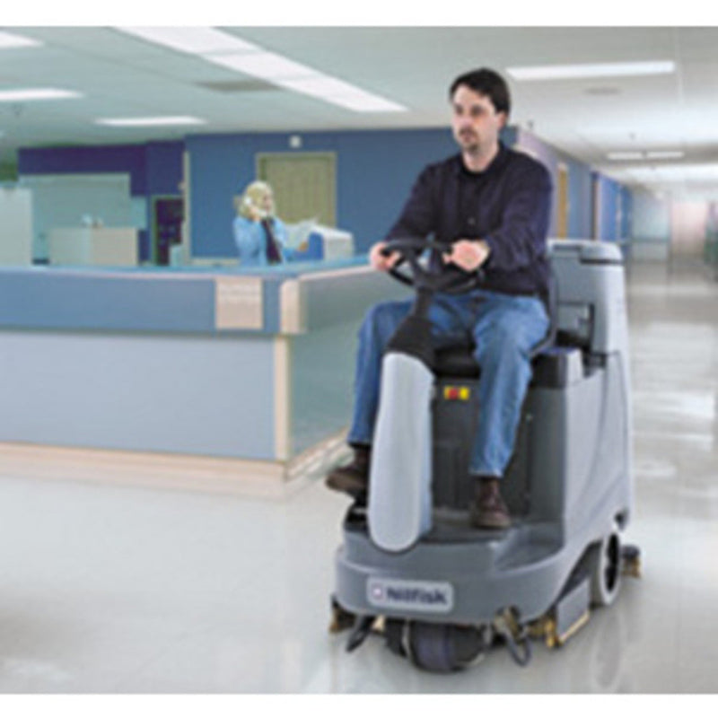Nilfisk BR755C Battery Operated Rider Floor Scrubber With Cylindrical Deck - TVD The Vacuum Doctor