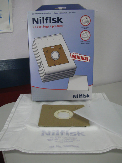 Nilfisk Coupe Parquet and Go Synthetic Dustbags 5 In A Pack With Pre-filter - TVD The Vacuum Doctor