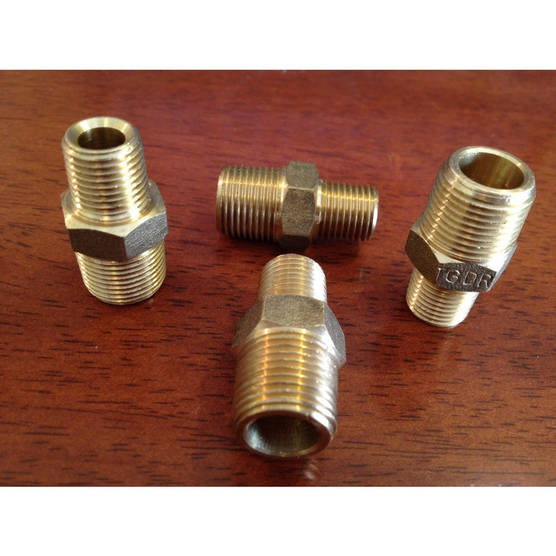 Gerni Brass Nipple Red Hex BSPT #73 Three Eights by One Quarter - The Vacuum Doctor