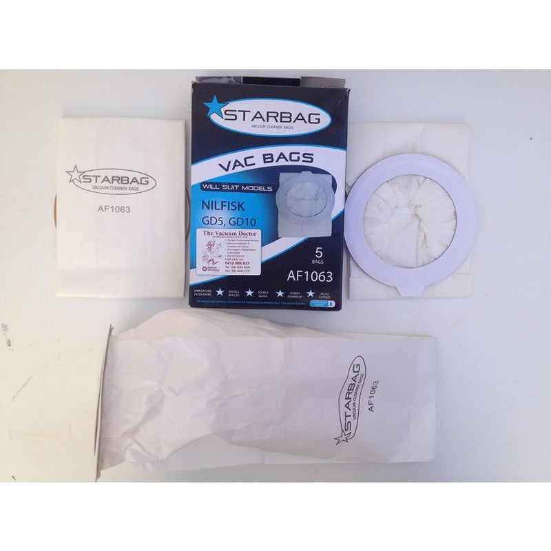 Starbag Nilfisk GD5 STYLE Backpack Vacuum Cleaner White Paper Dustbags - The Vacuum Doctor
