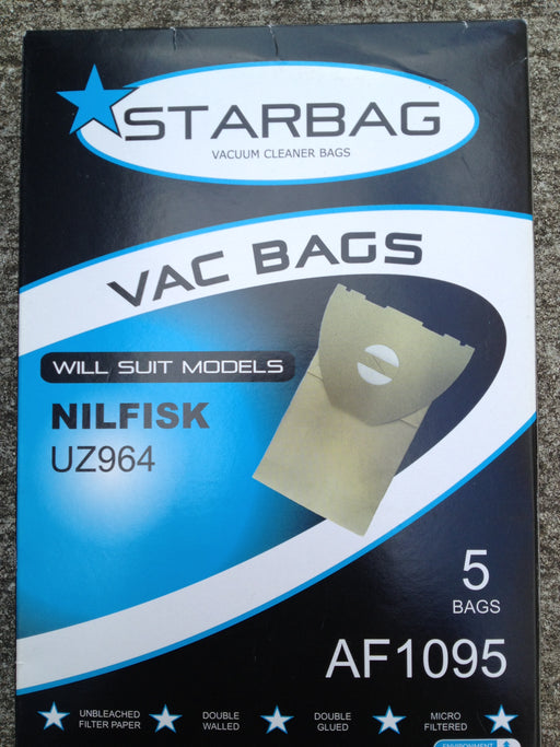 Starbag Vacuum Cleaner Dustbags In The Style Of Nilfisk UZ964 Hipvac Packet Of 5 - TVD The Vacuum Doctor