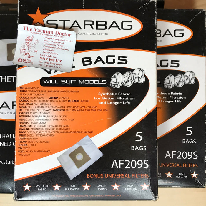 Starbag Pack Of 5 White Synthetic Dustbags Suits Nilfisk GM50 Bubbles and Nilfisk GM55 Tempest LAST PACK