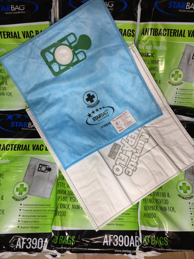 Henry (Numatic) and Hetty Style Vacuum Cleaner Synthetic Antibacterial Dustbags Pack Of 10 - TVD The Vacuum Doctor