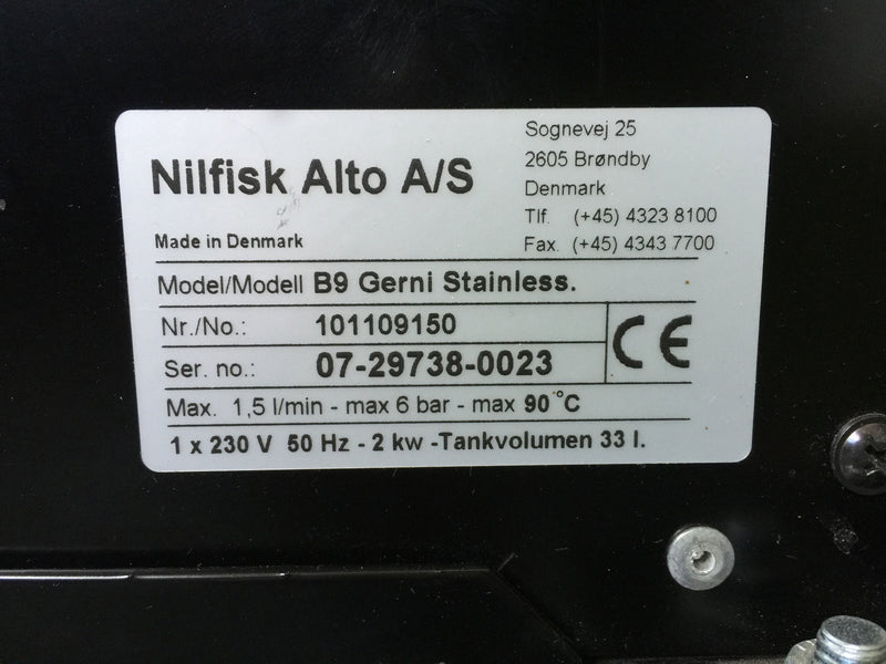 Gerni B9 Mechanics Brake and Parts Hot Water Washer Info Page Only - The Vacuum Doctor