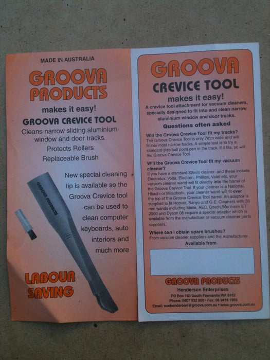 Groova Very Useful Vacuum Cleaner Crevice Tool Australian Made! - TVD The Vacuum Doctor