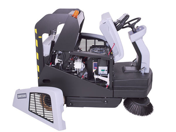 Nilfisk-Advance SW5500 B Battery Powered Rider Sweeper With Hydraulic Dump Hopper - TVD The Vacuum Doctor