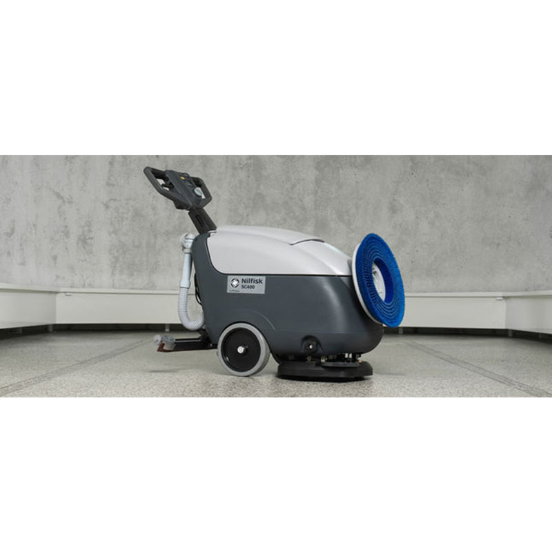 Nilfisk SC400B Battery Operated Auto Scrubber Drier Replaced By SC401B - The Vacuum Doctor