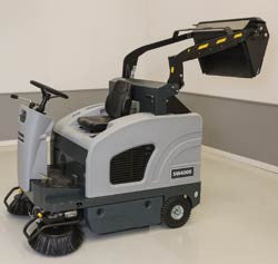 Nilfisk-Advance SW4000 Battery Powered Rider Sweeper With Hydraulic Dump Hopper - TVD The Vacuum Doctor