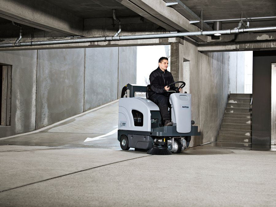 Nilfisk-Advance SW4000 Battery Powered Rider Sweeper With Hydraulic Dump Hopper - TVD The Vacuum Doctor