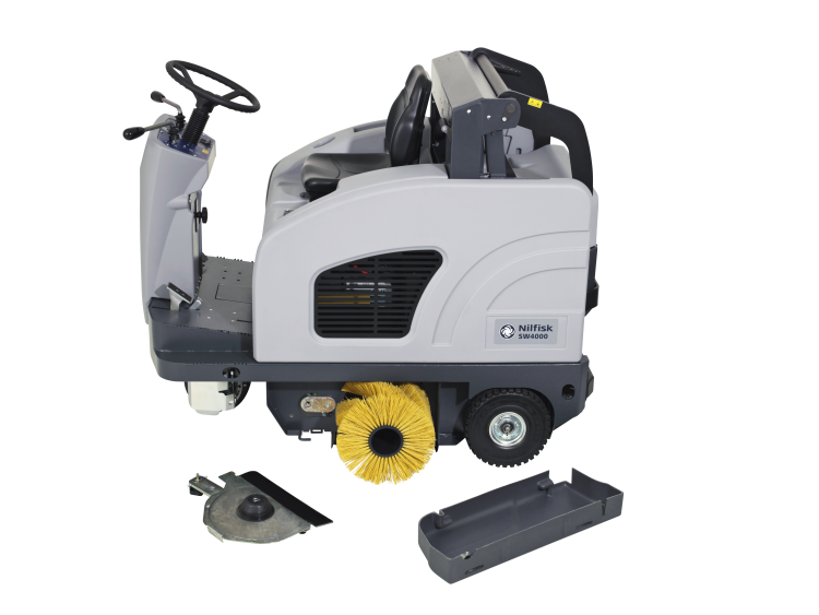Nilfisk-Advance SW4000 Battery Powered Rider Sweeper With Hydraulic Dump Hopper - TVD The Vacuum Doctor
