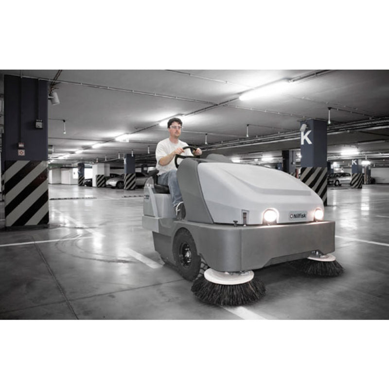 Nilfisk SW8000 165 4 Cylinder GM Vortex LPG Powered Rider Sweeper One Side Broom - TVD The Vacuum Doctor