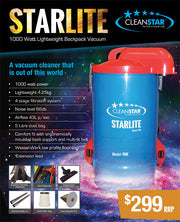 Cleanstar Starlite Commercial 1000 Watt Backpack Vacuum Cleaner - TVD The Vacuum Doctor