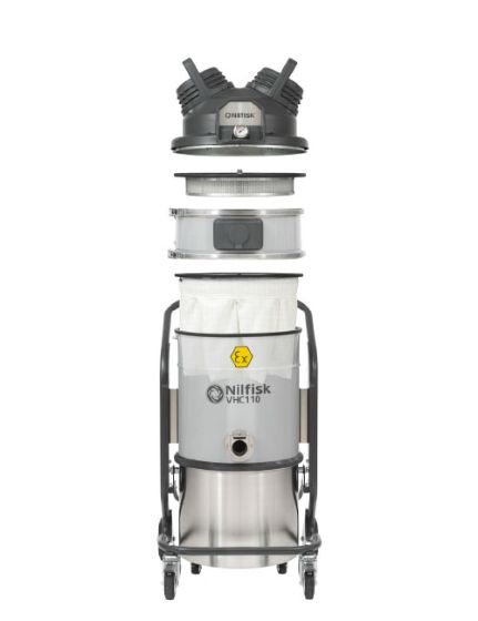 Nilfisk VHC110 Z1 EXA XX ATEX Approved For Use In Zone 1 Compressed Air Powered Vacuum Cleaner - No Hose Kit - Special Order Only