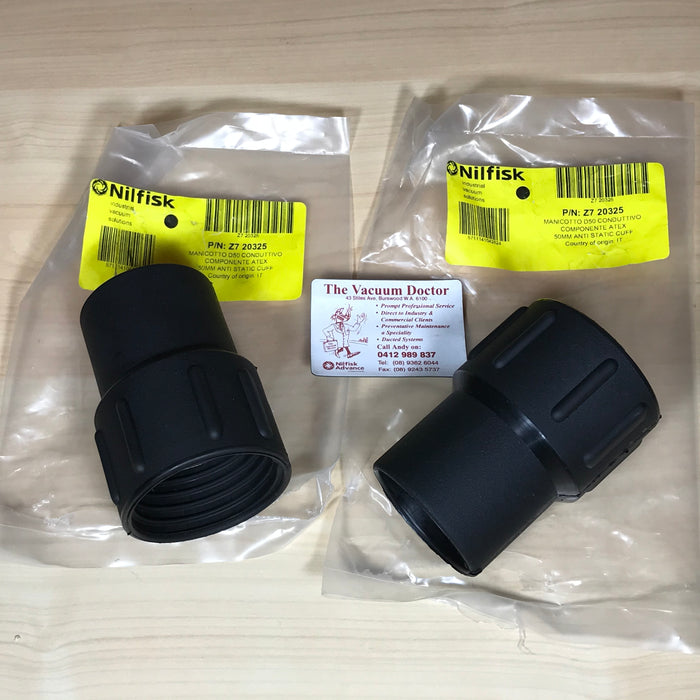 NilfiskCFM Industrial Vacuum 50mm Black Conductive Hose Cuff For EVAflex Hose