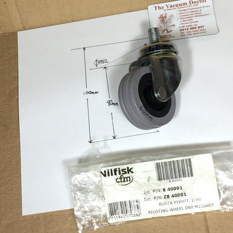 NilfiskCFM137 and Other Industrial Vacuum Cleaner Waste-Bin Swivel Castors