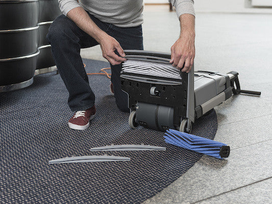 Nilfisk SC100 Compact Upright Floor Scrubber Package For Cool Cafes And Small Bars! - TVD The Vacuum Doctor